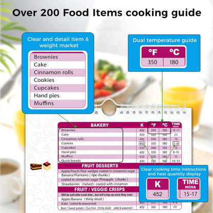 Air Fryer Cheat Sheet Magnets Cooking Guide Booklet - Air Fryer Cooking Guide - Air Fryer Accessories Cookbook Kitchen Gadgets - 2025 Air Fryer Quick Reference Cooking Times Chart for Frying