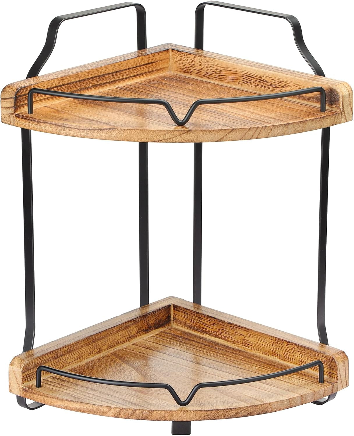 Two-Tier Wooden Corner Bathroom Countertop Organizer for Makeup and Skincare Storage