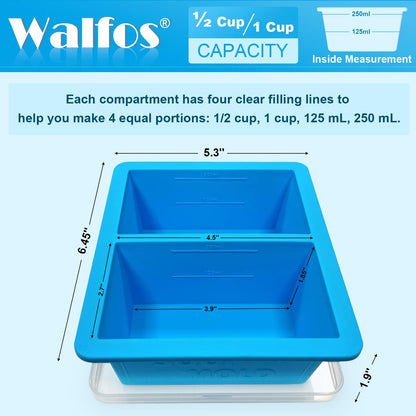 Extra-Large Silicone Freezing Tray with Lid,  1-Cup Freezer Tray for Soup, Silicone Soup Freezer Container for Storing and Freezing Soup, Broth, Sauce and Ice, 2 Pack