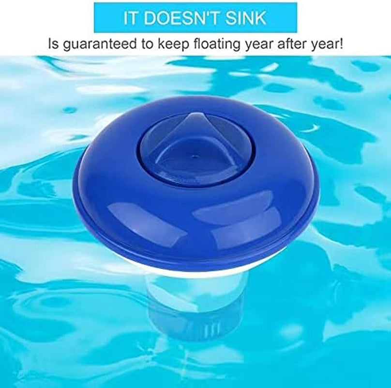 Premium Hot Tub/Spa/Pool Chlorine Floater Chlorinator/Bromine Floater, Chemical Floating Dispenser for Pools, 1.5 Inch Tablet Holder Automatic Tablets Floaters Blue with White 4.92*4.92*5.2Inch