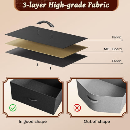 63-Inch Long Dresser and Wide TV Stand for 55-70 Inch TVs, 6-Drawer Storage Organizer with Fabric Drawers, Rustic Brown and Black Finish for Bedroom and Entryway