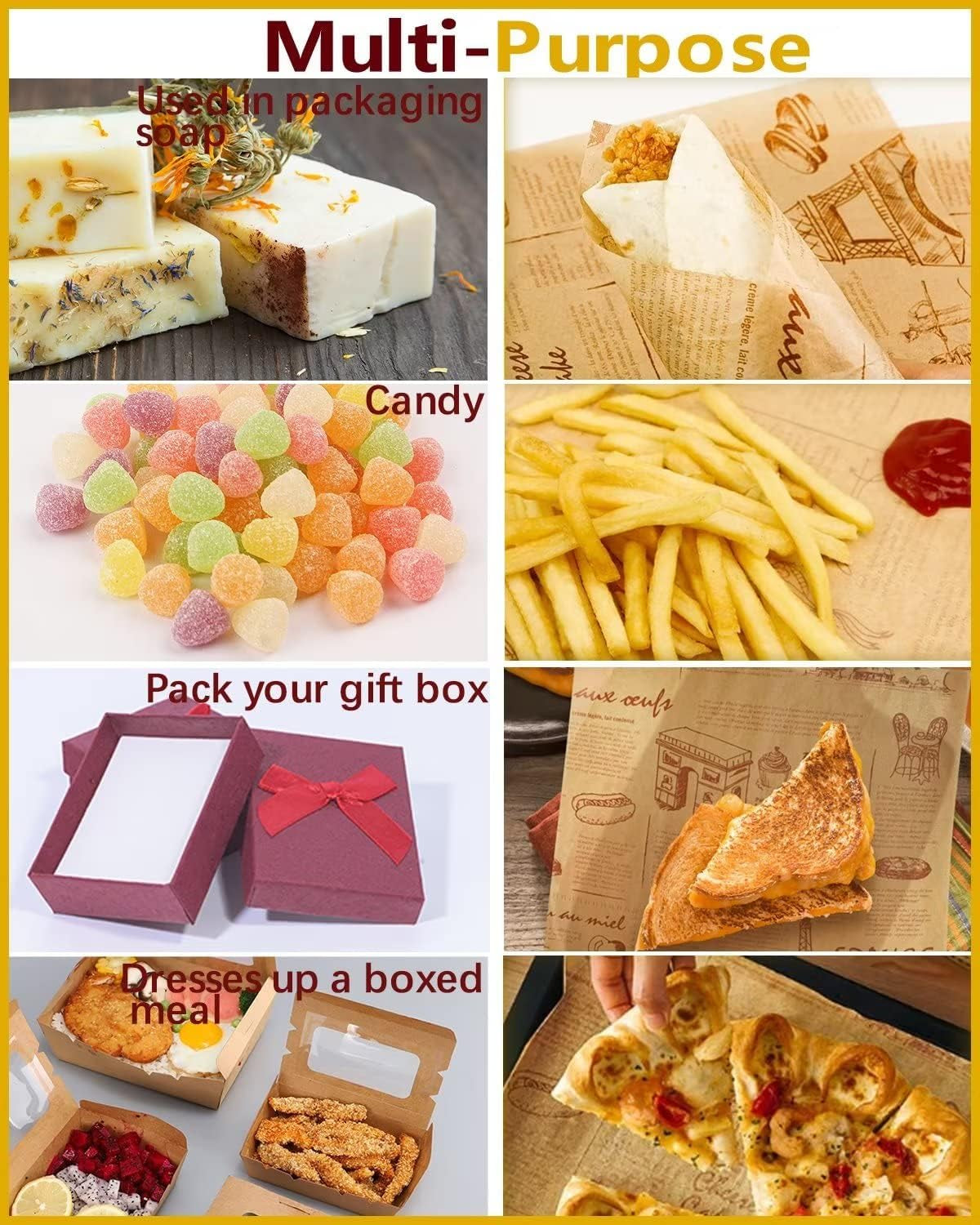 100 Pcs Sandwich Wrapping Paper, 12X12 Inch Food Basket Liners, Grease Proof & Non-Stick Baking Parchment Paper