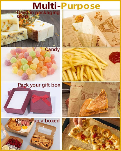 100 Pcs Sandwich Wrapping Paper, 12X12 Inch Food Basket Liners, Grease Proof & Non-Stick Baking Parchment Paper