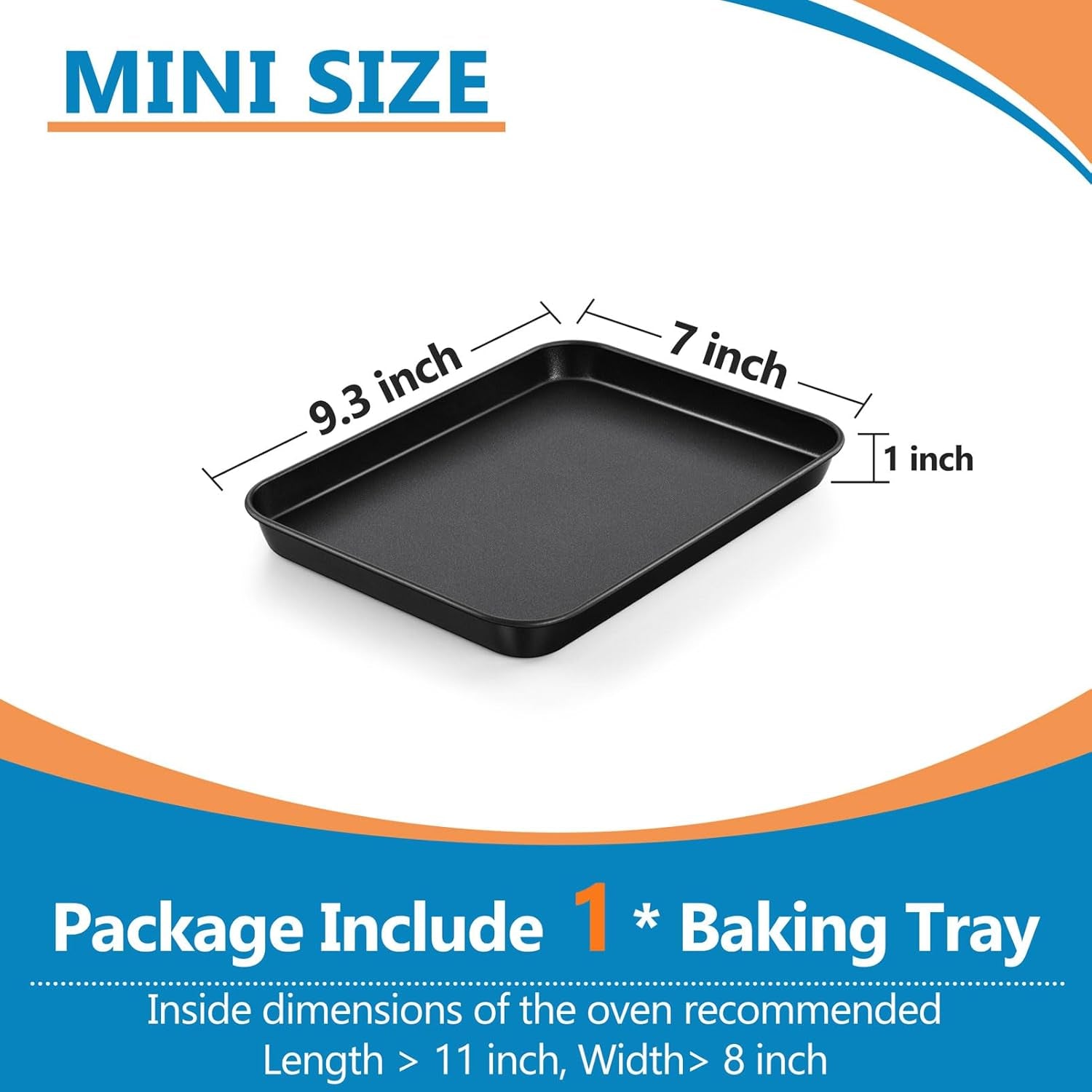 9 Inch Baking Cookie Sheet Pan, Carbon Steel Oven Tray, Non Stick Bakeware for Cooking Baking Bread Meat Vegetables, Sturdy & Healthy, Easy Clean, 1Pc