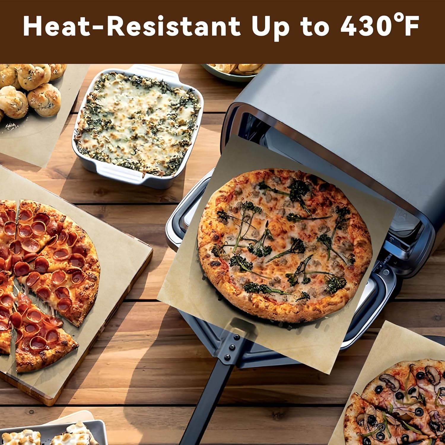 Air Fryer Liners Disposable Compatible with Ninja Artisan Outdoor Pizza Oven, 100 Pcs Unbleached Parchment Paper Sheets for Ninja Pizza Oven