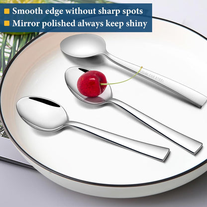 Teaspoon Set (12 Pieces), 6.7" Stainless Steel Mini Tea Spoons, Premium Stirring Silverware, Kitchen Dessert Coffee Spoon Set, Mirror Finish & Dishwasher Safe