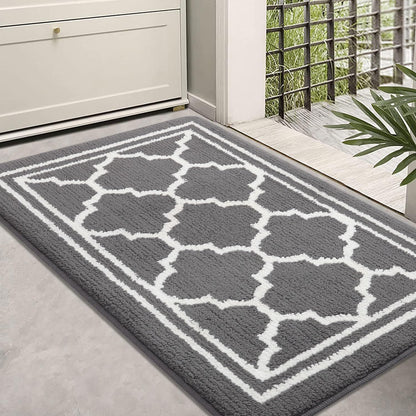 Indoor Door Mat 2 Pieces, Doormat for Entryway Size 32X20 and 30X17 in Grey 2 Item Bundle