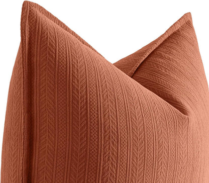 Pack of 2 Rust Decorative Pillow Covers 20X20 Soft Chenille Couch Throw Pillows Farmhouse Cushion Covers with Elegant Design for Home Decor Sofa Bedroom Living Room
