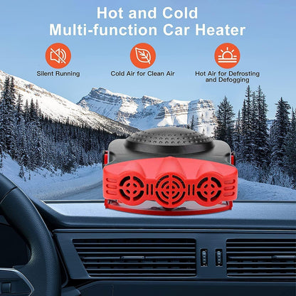 Car Heater 12V, 2 In1 Fast Heating or Cooling Fan, Fast Heating Defrost Defogger Plug in Cigarette Lighter,150W Automobile Windscreen Fan for All Cars Portable Electronic Auto Heater
