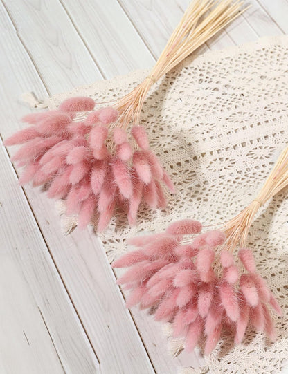 120Pcs Dried Rabbit Tails, Dusty Pink Bunny Tails, Natural Bulk Dried Flowers for DIY Bohemian Wedding Rustic Party Decorations, Garlands, Cake Decorations. (Dusty Pink)