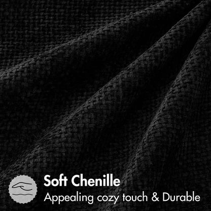 Pack of 2 Couch Throw Pillow Covers 18X18 Inch Black Modern Boho Accent Decorative Pillow Covers Soft Chenille Farmhouse Cushion Covers for Home Decor Bed Sofa Living Room
