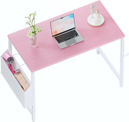 32 Inch Computer Desk for Small Spaces with Storage Bag, Home Office Work Desk with Headphone Hook, Small Office Desk Study Writing Table