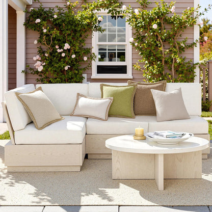 Pack of 2 Decorative Throw Pillow Covers Modern Farmhouse Outdoor Pillow Covers Neutral Linen Burlap Pillowcases Cushions for Couch Bed Living Room Sofa, Coffee 18 X 18 Inches 45 X 45 Cm