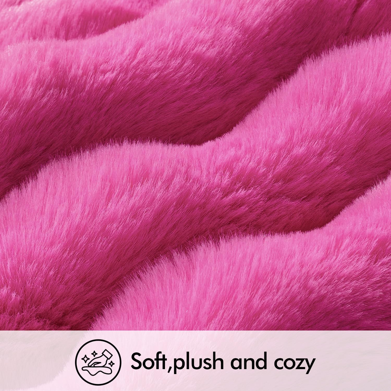 Pack of 2 Decorative Pillow Covers Thick Soft Plush Faux Fur Throw Pillows Luxury Home Decor for Couch Bedroom Living Room Sofa,20X20 Inch Hot Pink