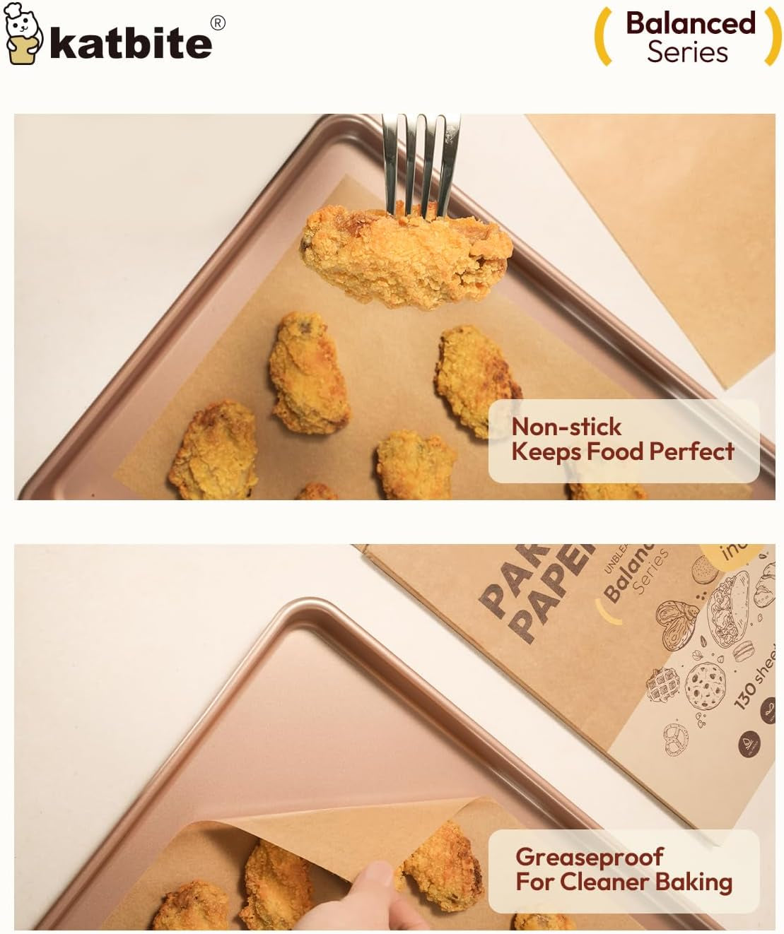 130 Pcs Unbleached Parchment Paper Sheets, 9x13 Inches, Non-Stick Pre-Cut Baking Paper for Baking, Cooking, and Air Frying [Balanced Series]