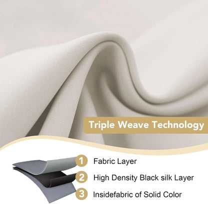 Blackout Curtains for Bedroom Thermal Insulated Room Darkening Living Room Curtains 63 Inch Long Grommet Privacy Protection Window Curtain Panels/Drapes for Nursery,2 Panels,Ivory/Cream