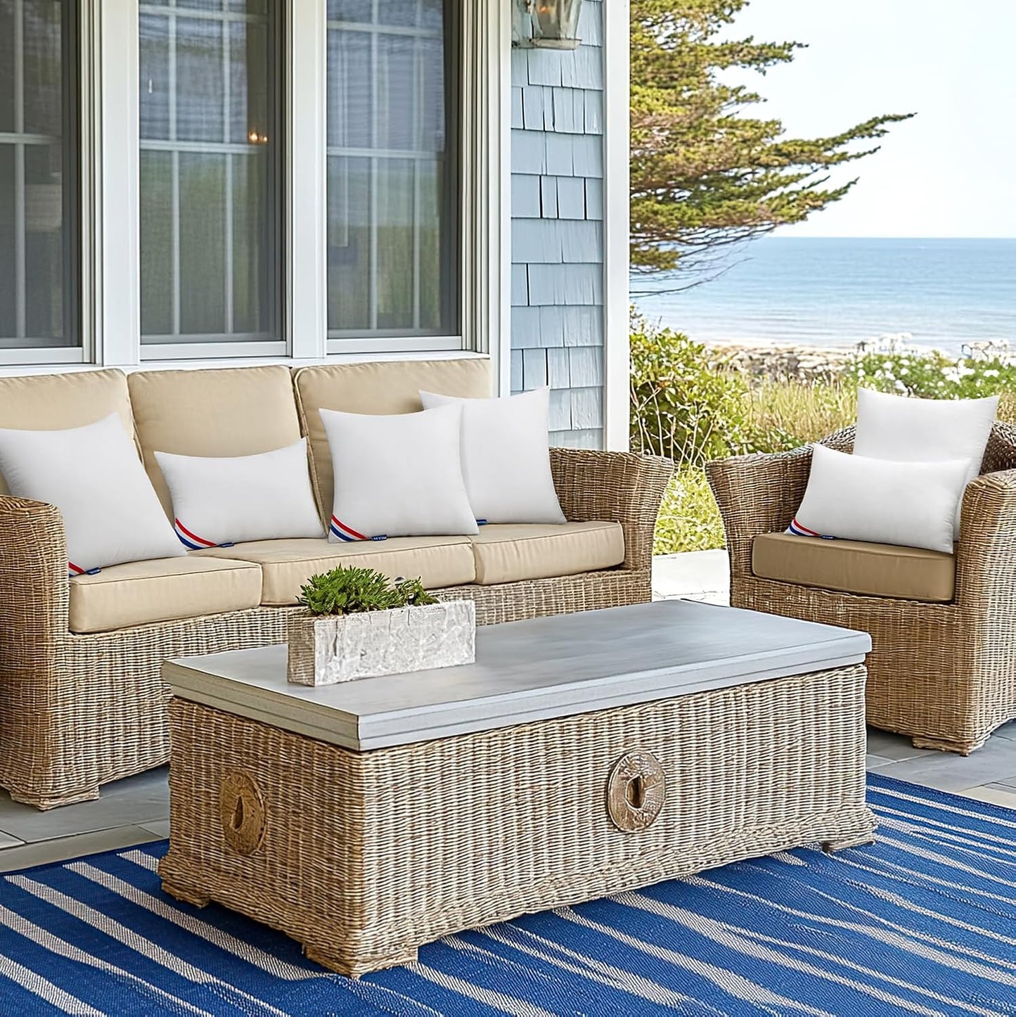 Outdoor Pillows Pack of 4 12X20 Inch Outdoor Pillow Inserts Waterproof Decorative Throw Pillow Inserts, Rectangle Water Resistant Pillow for Garden Couch Furniture