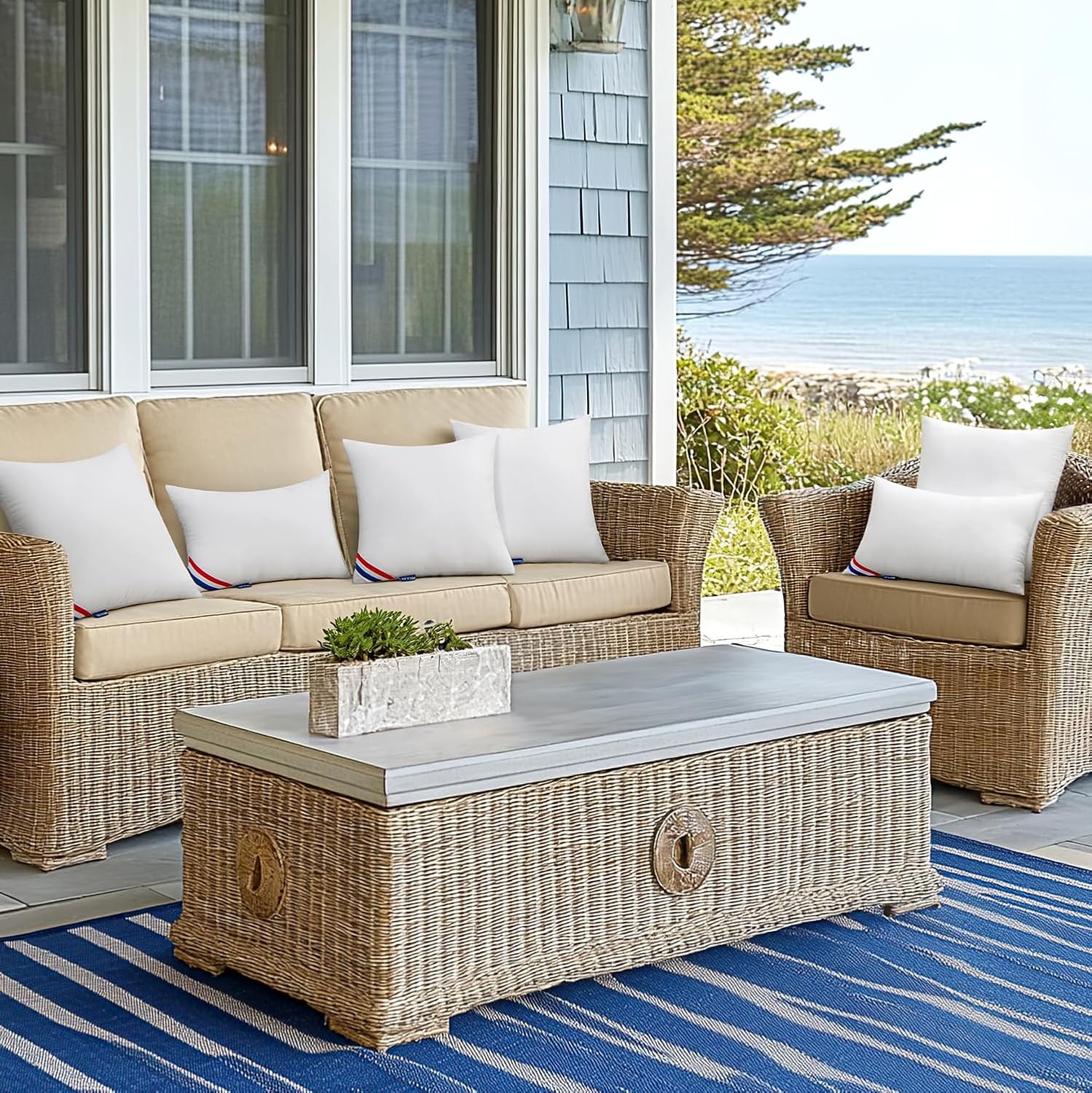 Outdoor Pillows Pack of 4 12X20 Inch Outdoor Pillow Inserts Waterproof Decorative Throw Pillow Inserts, Rectangle Water Resistant Pillow for Garden Couch Furniture