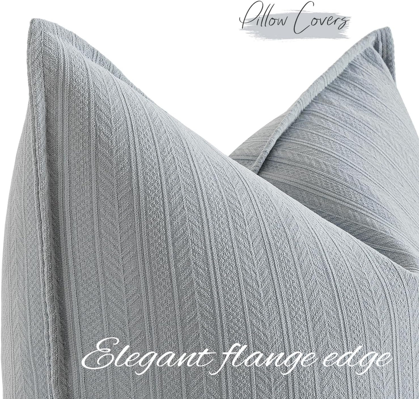 20X20 Inch Aqua Blue Decorative Couch Pillow Covers Set of 2 Chenille Throw Pillow Covers Coastal Farmhouse Cushion Cases with Elegant Design for Home Decor Sofa Bedroom Living Room