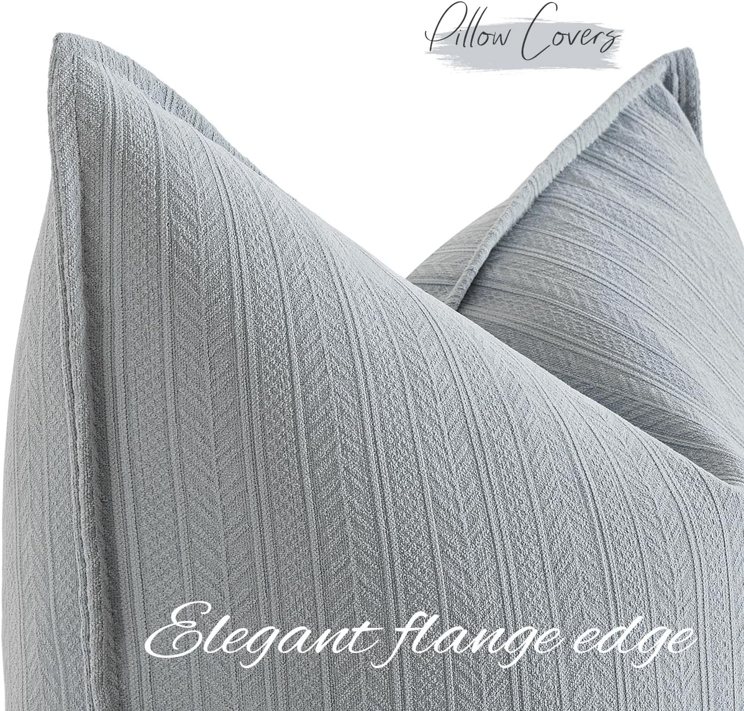 20X20 Inch Aqua Blue Decorative Couch Pillow Covers Set of 2 Chenille Throw Pillow Covers Coastal Farmhouse Cushion Cases with Elegant Design for Home Decor Sofa Bedroom Living Room