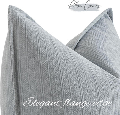 20X20 Inch Aqua Blue Decorative Couch Pillow Covers Set of 2 Chenille Throw Pillow Covers Coastal Farmhouse Cushion Cases with Elegant Design for Home Decor Sofa Bedroom Living Room