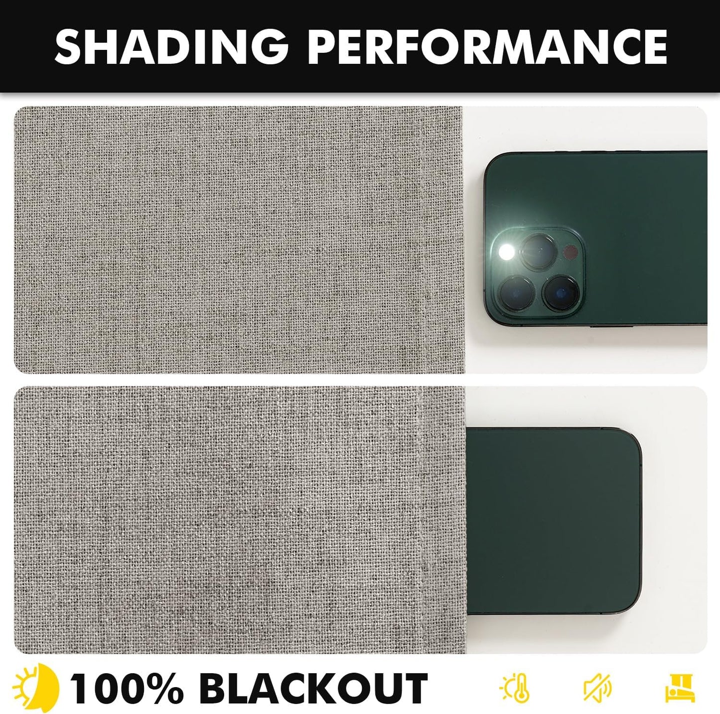 100% Blackout Curtains for Bedroom, Linen Solid Luxury Decor Thermal Insulation Room Darkening Drapes for Living Room Nursery Back Tab Rod Pocket 42 X 84 Inches, 2 Panels,Linen