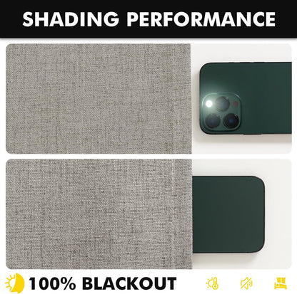 100% Blackout Curtains for Bedroom, Linen Solid Luxury Decor Thermal Insulation Room Darkening Drapes for Living Room Nursery Back Tab Rod Pocket 42 X 84 Inches, 2 Panels,Linen