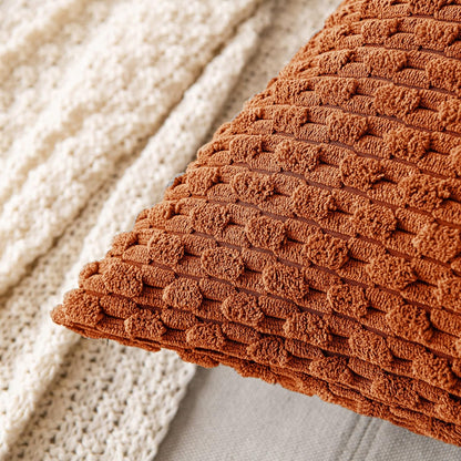 Pack of 2 Corduroy Decorative Throw Pillow Covers Bundle Pack of 2 Chenille Decorative Throw Pillow Covers 18X18 Inch Rust