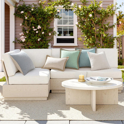 Pack of 2 Decorative Throw Pillow Covers Modern Farmhouse Outdoor Summer Pillow Covers Neutral Linen Burlap Pillowcases Cushions for Couch Bed Living Room Sofa, Light Blue 18 X 18 Inches