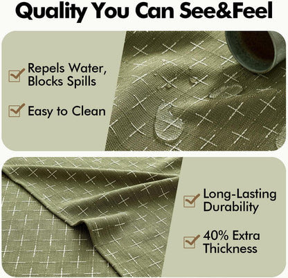 Sage Green Linen Table Cloth Rectangle Tablecloth Waterproof Spillproof Cross-Star Textured Table Cloth, Decorative Rustic Farmhouse Style for Dining/Party/Buffet/Wedding,52X70 Inch