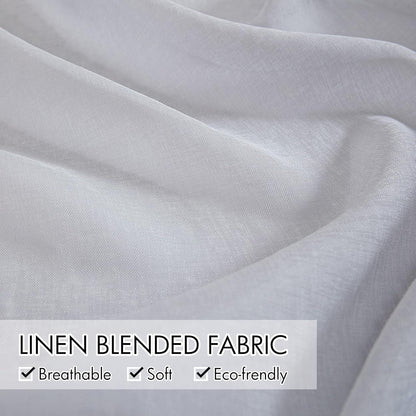 2 Panels Grey Semi Sheer Window Curtains Elegant Grommet Top Window Voile Drapes/Treatment Linen Textured Panels for Bedroom Living Room (54X54 Inches)