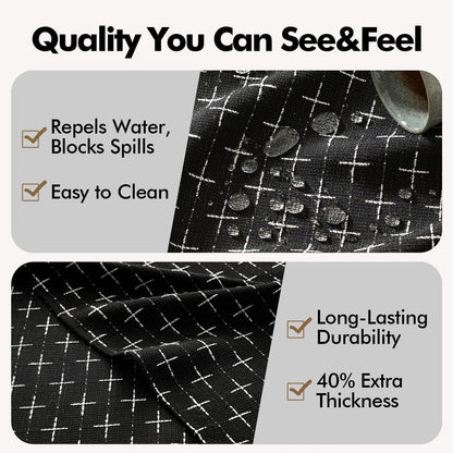 Black Linen Table Cloth Rectangle Tablecloth Waterproof Spillproof Cross-Star Textured Table Cloth, Decorative Rustic Farmhouse Style for Dining/Party/Buffet/Wedding,52X70 Inch