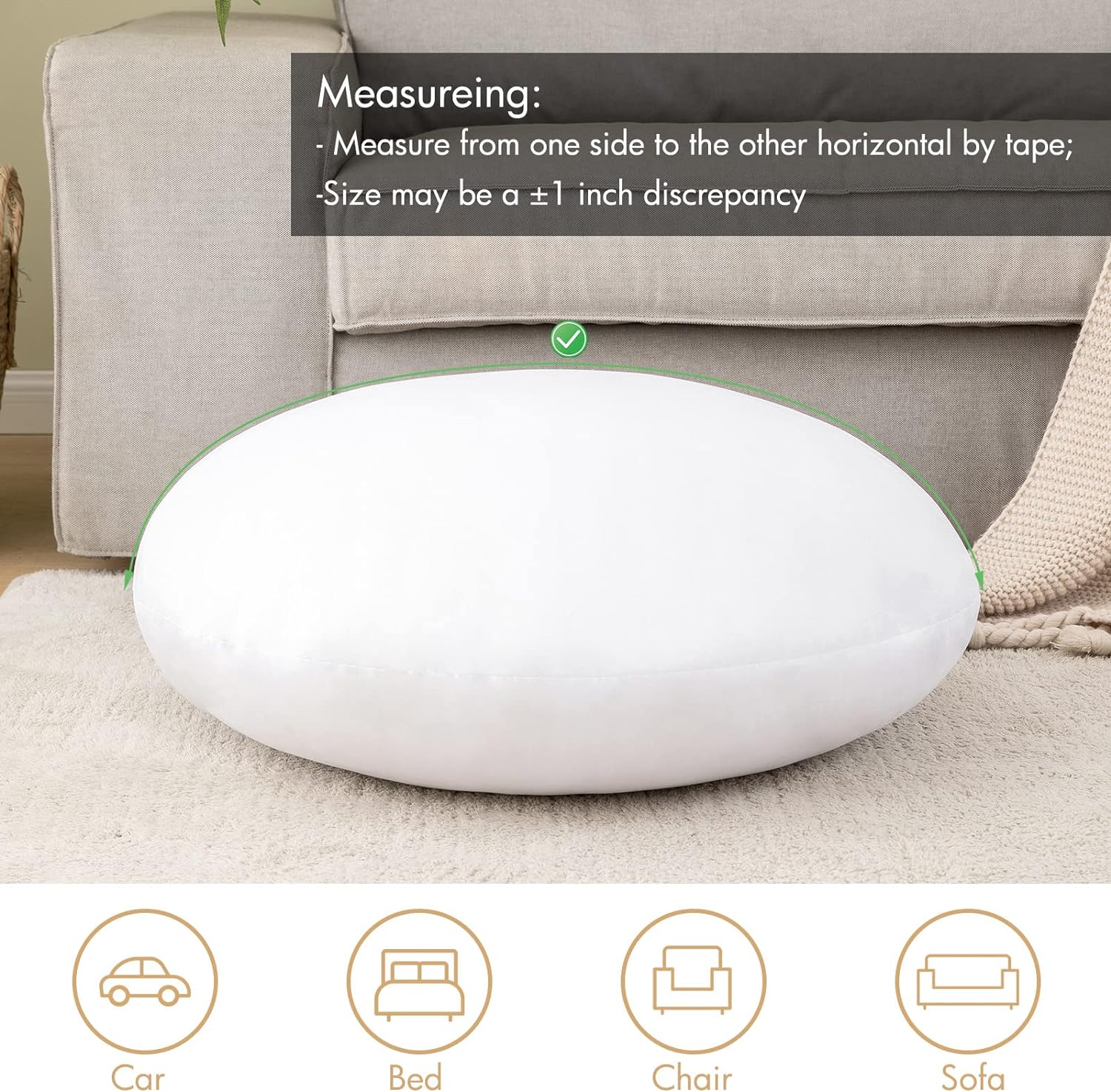 14 Inch round Throw Pillows Pillow Insert, Floor Pillow Form Stuffer Sham for Decorative Cushion Bed Couch Sofa Wedding
