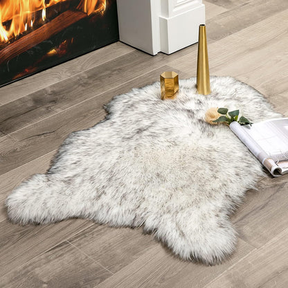 Fluffy Rug Soft Shaggy Faux Fur Area Rug Luxury Plush Sheepskin Carpet for Bedroom Living Room Sofa Chair 2 X 3 Feet, Gradient Grey