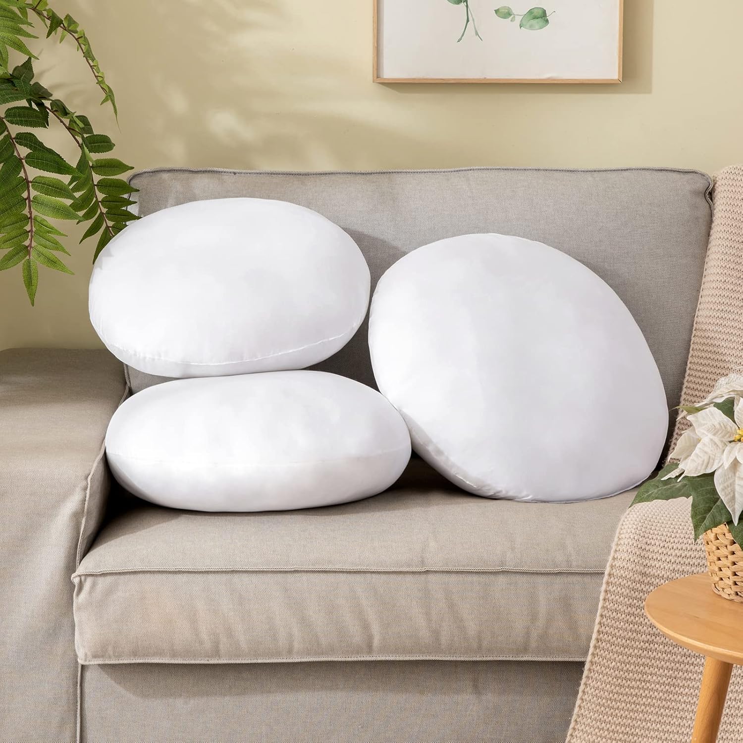 14 Inch round Throw Pillows Pillow Insert, Floor Pillow Form Stuffer Sham for Decorative Cushion Bed Couch Sofa Wedding