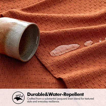 Fall Tablecloth Burnt Orange Linen Cottton Table Cloth Rectangle Waterproof Spillproof Cross-Star Textured Decorative Farmhouse Style for Dining Party Weddings 52X70 Inch