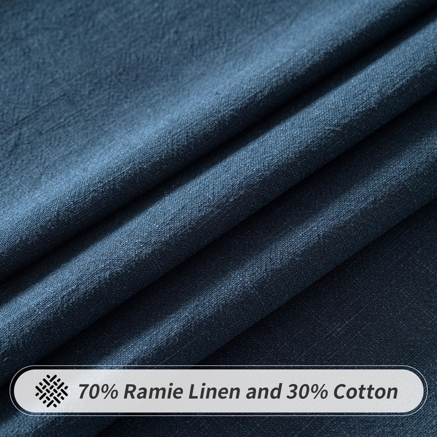 Linen Cotton Blend Tablecloth Rectangle, Luxury Waterproof Stain Resistant Durable Farmhouse Oblong Table Cloth for Dining Party Christmas Weddings Birthday, 52 X 84 Inch, Navy Blue