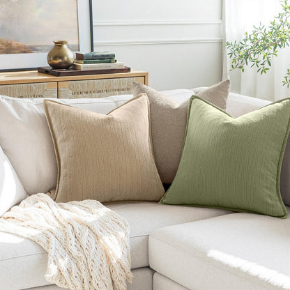 20X20 Inch Oatmeal Decorative Couch Pillow Covers Set of 2 Chenille Throw Pillow Covers Farmhouse Cushion Cases with Elegant Design for Home Decor Sofa Bedroom Living Room