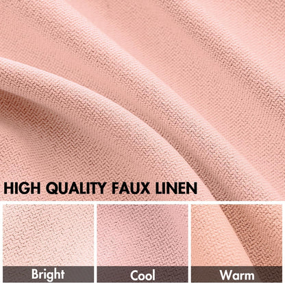 Pink Faux Linen Blackout Curtain 84 Inch Long 2 Panels Set Rod Pocket/Back Tab/Pinch Pleated Room Darkening Textured Black Out Track Drapes for Bedroom Living Room