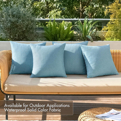 Pack of 4 Decorative Outdoor Throw Pillow Covers Linen Waterproof Pillow Covers Farmhouse Cushion Cases for Patio Garden Tent Balcony Couch Sofa 18X18 Inch Blue Gray