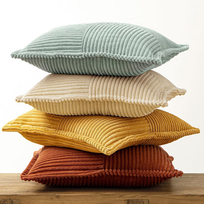 Fall Teal-Orange Decorative Throw Pillow Covers 18X18 Inch 4 Packs Soft Boho Farmhouse Pillow Cases Modern Corduroy Patchwork Cushion Covers for Couch Sofa Bed with Flange Edge Home Decor