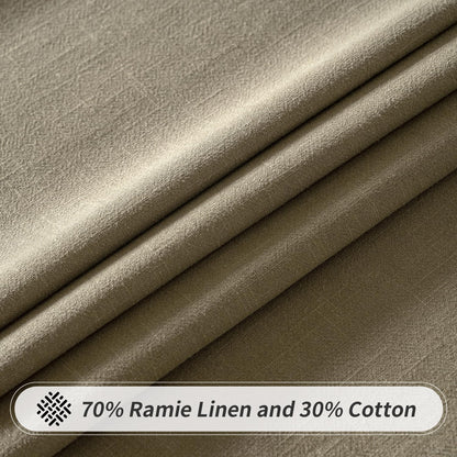 Linen Cotton Blend Tablecloth Rectangle, Luxury Waterproof Stain Resistant Durable Farmhouse Oblong Table Cloth for Dining Party Weddings Birthday Events Boho Decor, 52 X 84 Inch, Olive Green