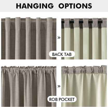 100% Blackout Curtains for Bedroom, Linen Solid Luxury Decor Thermal Insulation Room Darkening Drapes for Living Room Nursery Back Tab Rod Pocket 42 X 84 Inches, 2 Panels,Linen