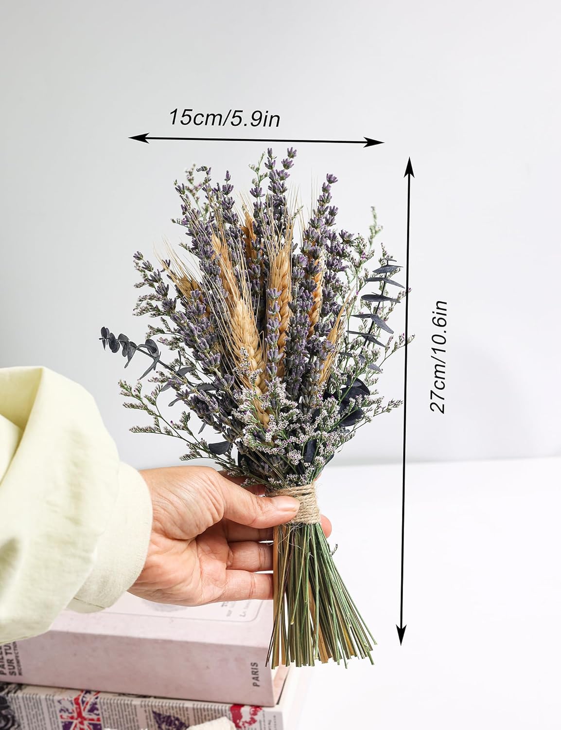 Lavender Bouquets with Vases, Dried Flower Bouquets with Ceramic Vases, Wedding Party Decorations, Farmhouse Decorations, Wedding Table Centerpieces (Lavender)