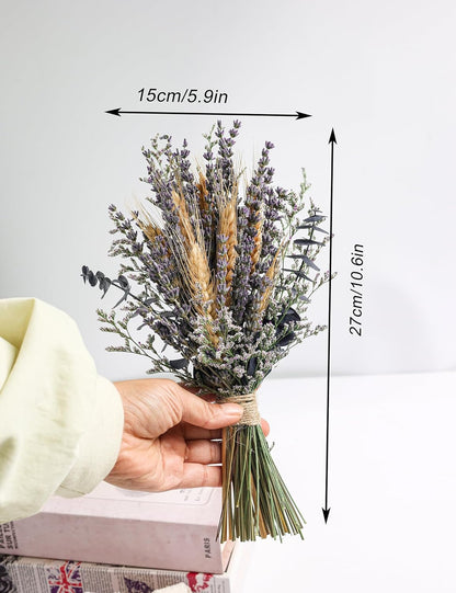 Lavender Bouquets with Vases, Dried Flower Bouquets with Ceramic Vases, Wedding Party Decorations, Farmhouse Decorations, Wedding Table Centerpieces (Lavender)