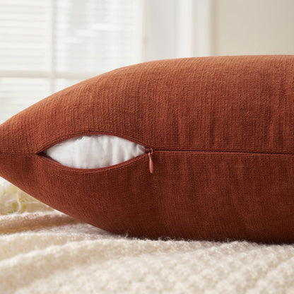 Pack of 2 Corduroy Decorative Throw Pillow Covers Bundle Pack of 2 Chenille Decorative Throw Pillow Covers 18X18 Inch Rust