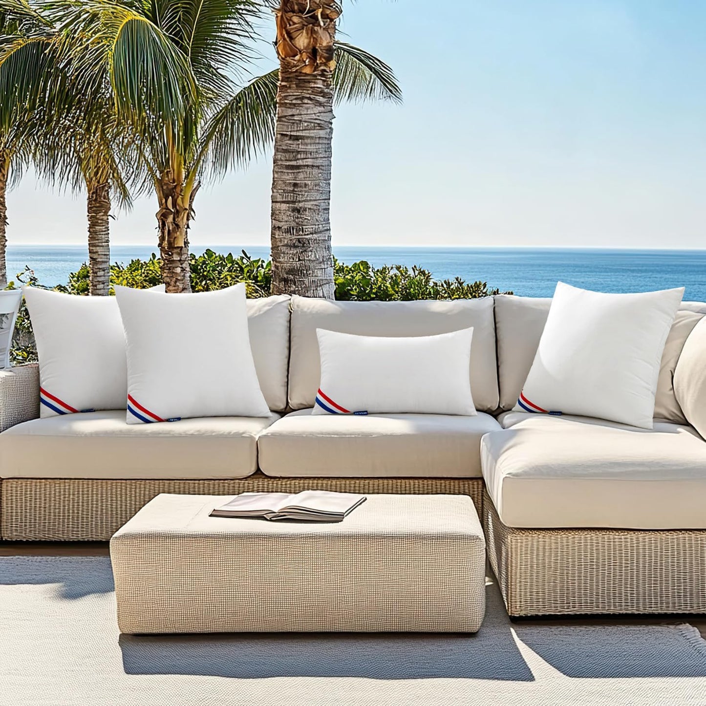 Outdoor Pillows Pack of 4 12X20 Inch Outdoor Pillow Inserts Waterproof Decorative Throw Pillow Inserts, Rectangle Water Resistant Pillow for Garden Couch Furniture