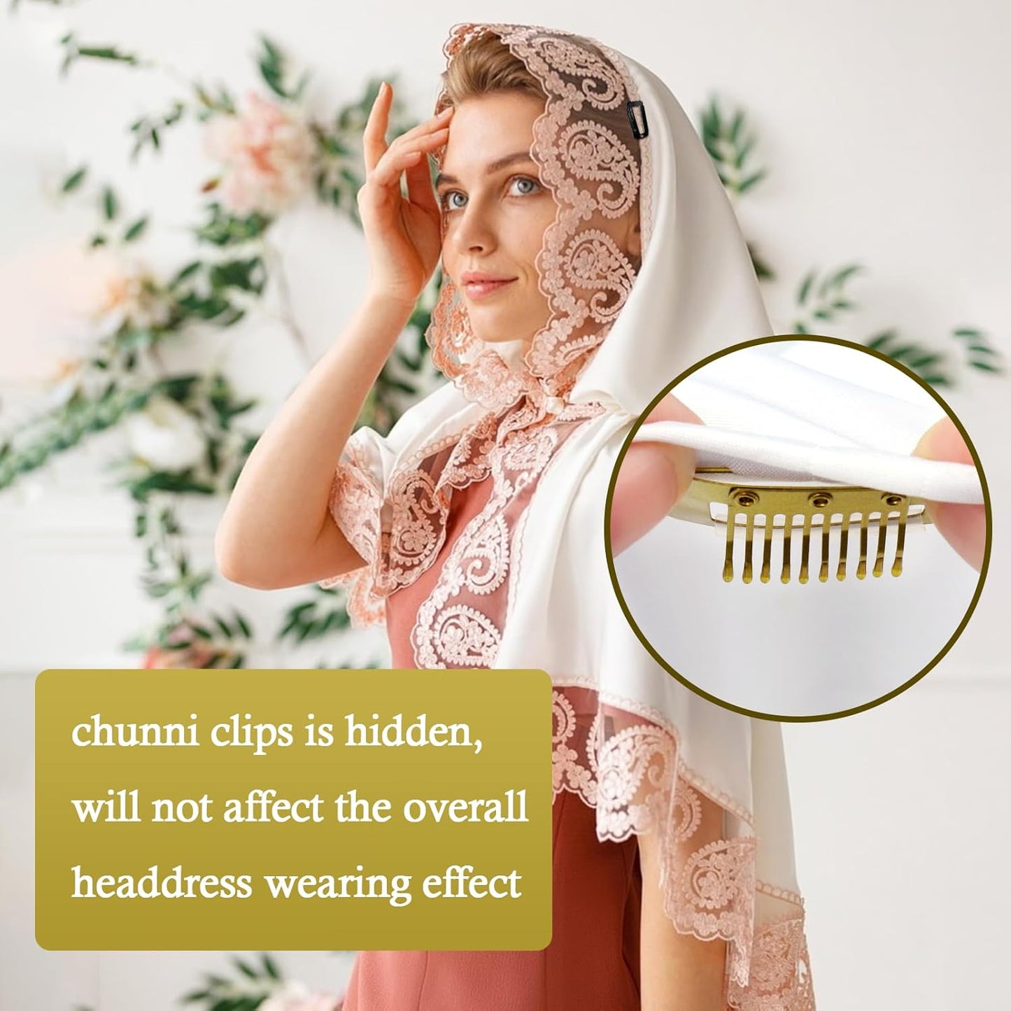 Chunni Clips with Safety Pins,8 PCS Strong Chunni Grip Dupatta Setting Clips Indian for Woman （Gold）