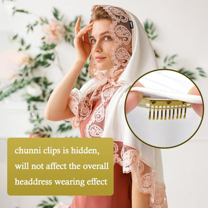 Chunni Clips with Safety Pins,8 PCS Strong Chunni Grip Dupatta Setting Clips Indian for Woman （Gold）