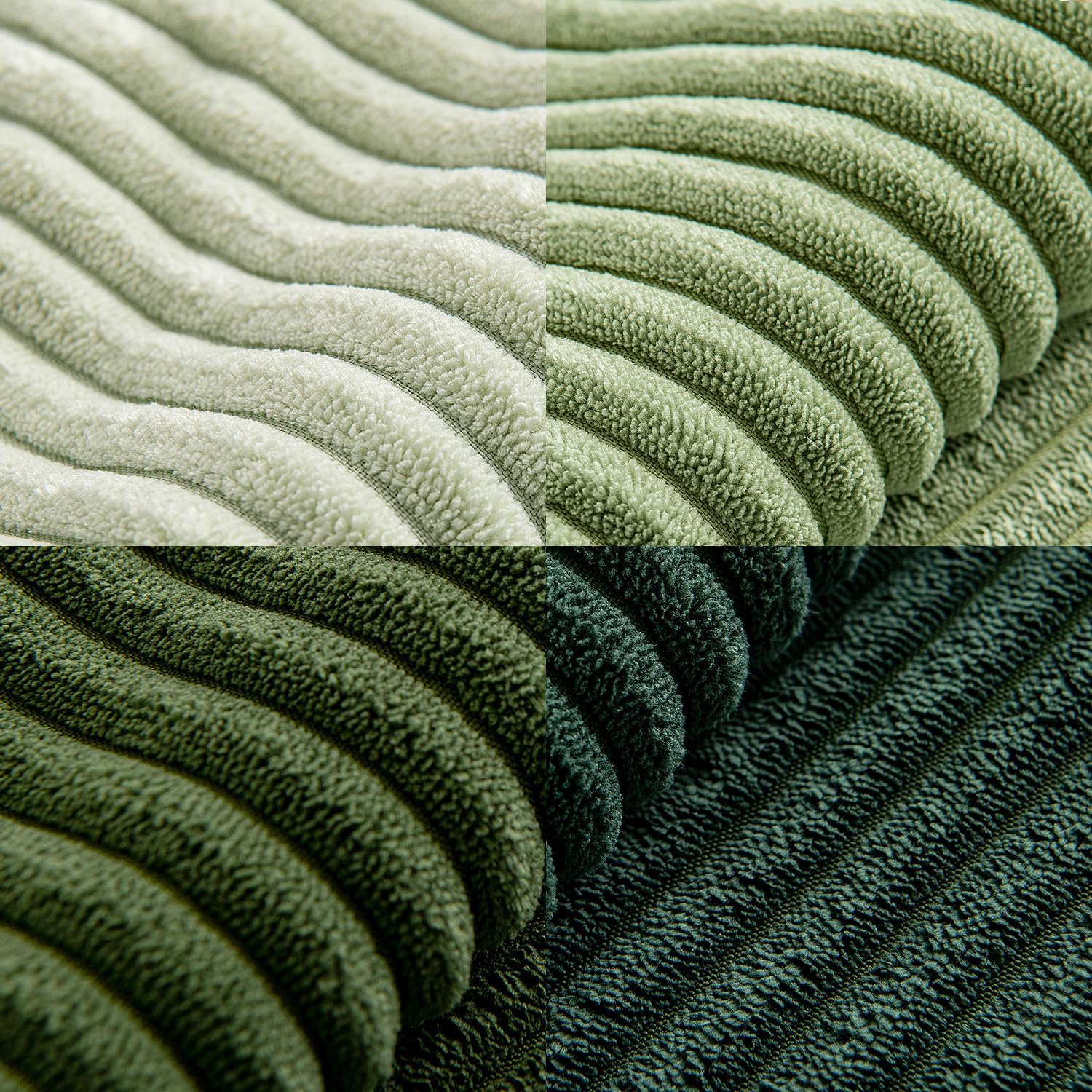 Christmas Green Decorative Throw Pillow Covers 18X18 Inch 4 Packs Soft Boho Farmhouse Pillow Cases Mordern Corduroy Patchwork Cushion Cases for Couch Sofa Bed Gradient Home Decor